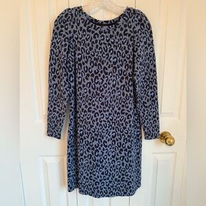 Talbots Blue and White Long Sleeve Sheath Dress